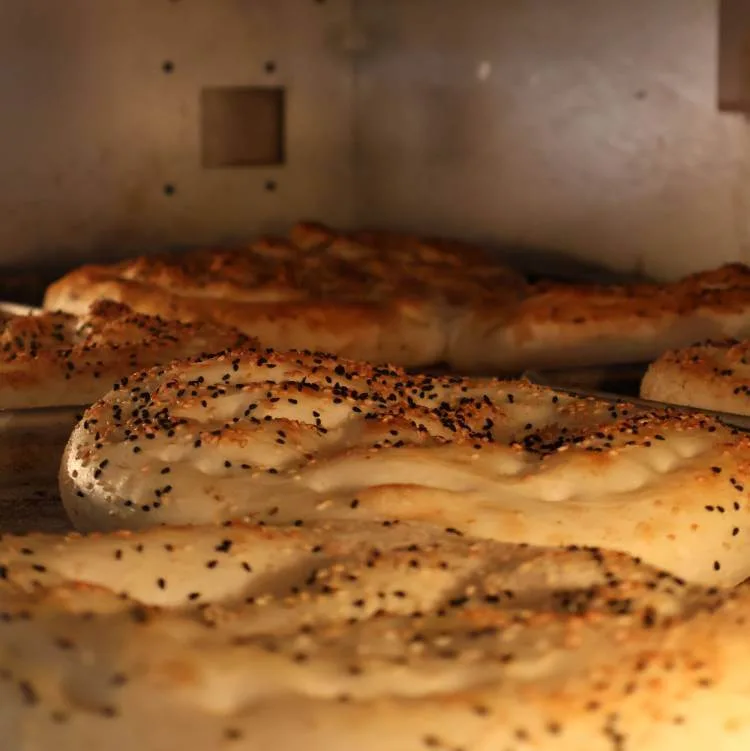 Homemade naan bread with organic black cumin